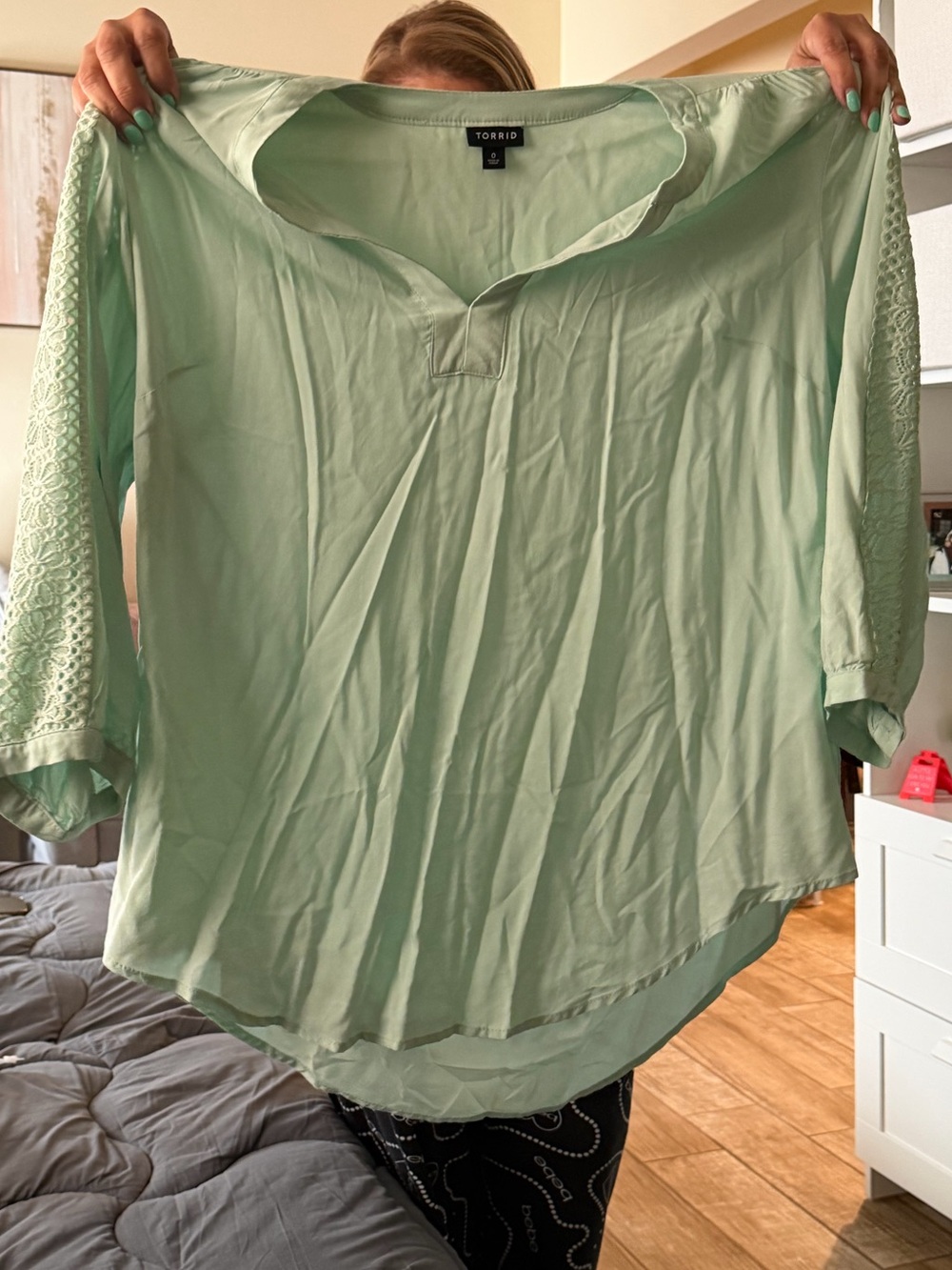 torrid Mint Green Split-Neck Peasant Blouse